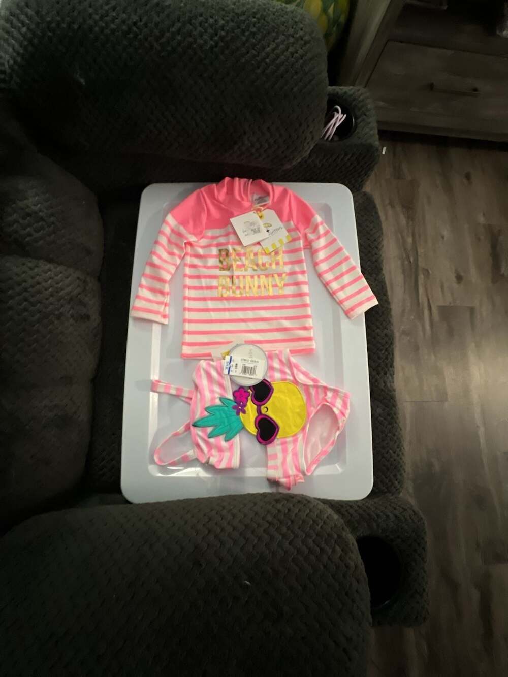 Shade Critters Girls Pink Beach Bunny Stripe UV 50 plus 
One piece bathing  suit